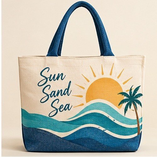 Live Love Blue Canvas Tote - Sun Sand Sea