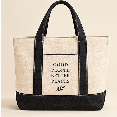 Live Love Blue Canvas Tote - Black Trim Utility
