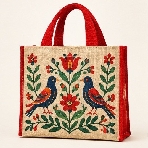 Ornament Print Mini Tote - Folk Birds