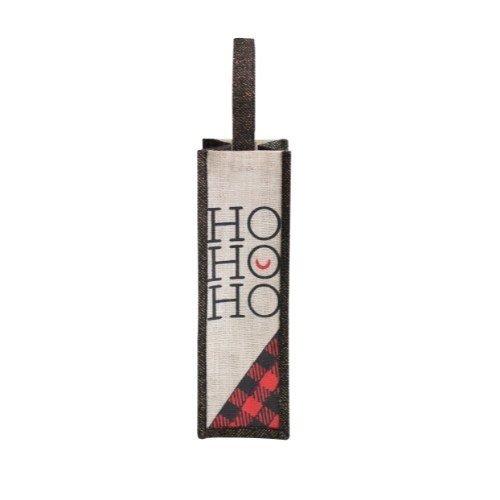 HO HO HO Slim Wine Bag - Black Trim