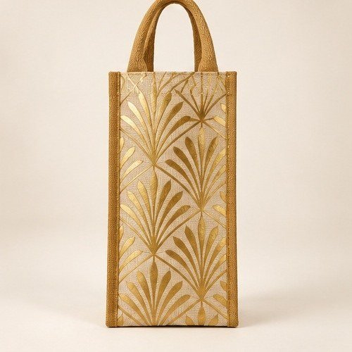 Pour the Holiday Cheer Wine Bag - Gold Fan Pattern
